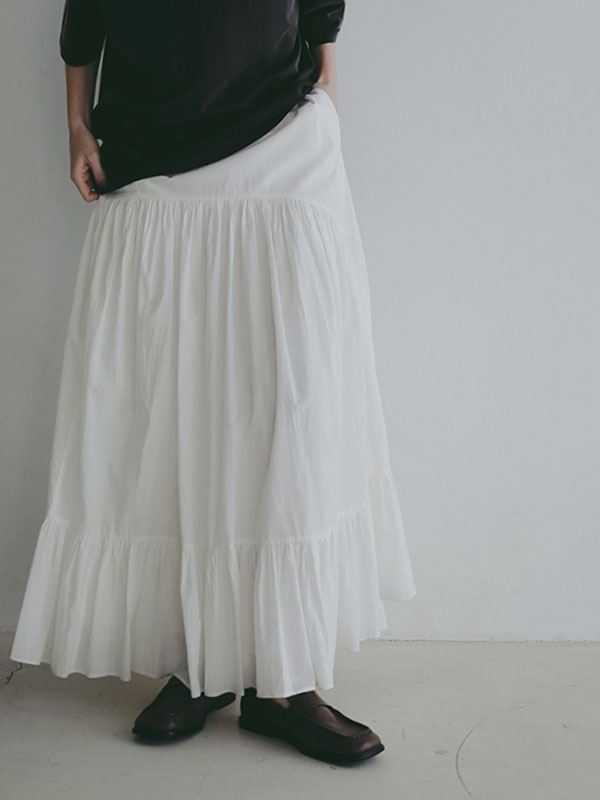エアリーコットンガーメントダイボリュームスカート