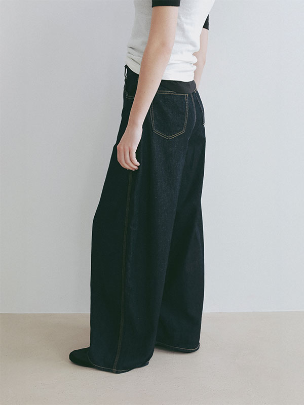 コットンリネンカーブデニムパンツ