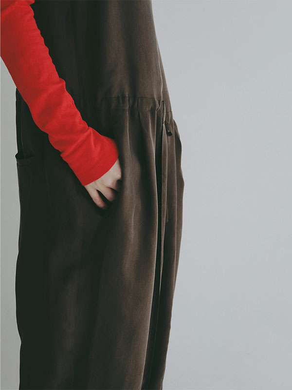 クルーネックキュプラタンクオールインワン