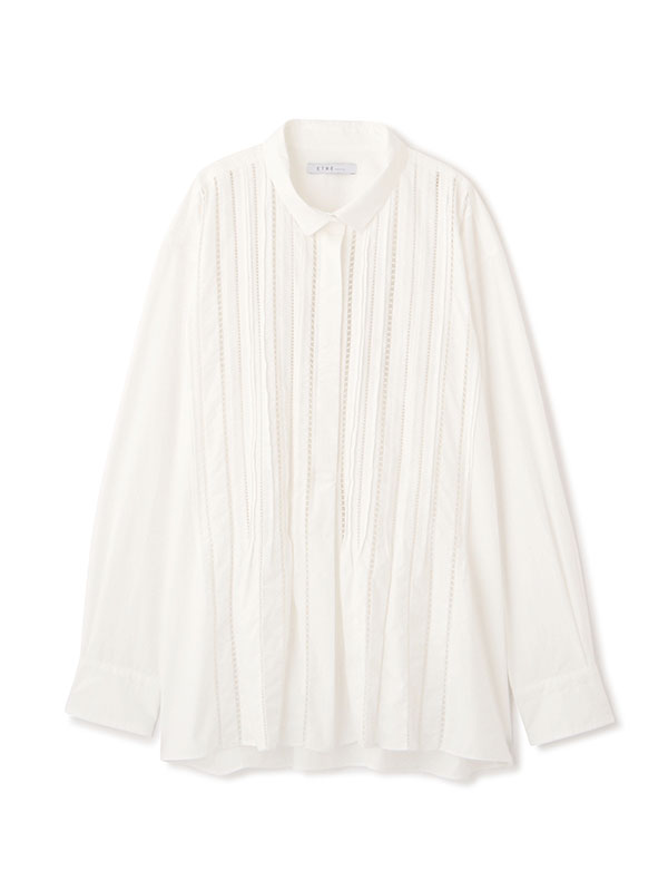 ハシゴレースソフトワッシャーシャツ