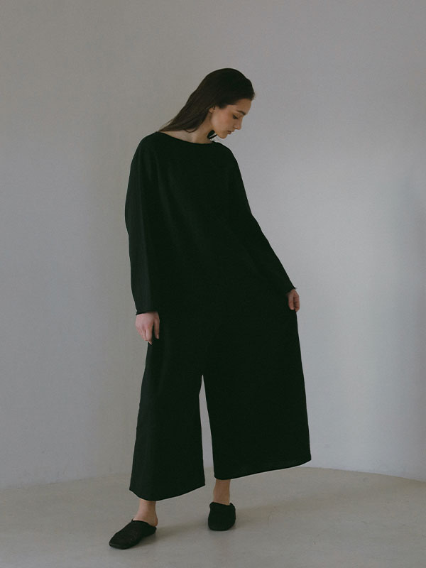 【絶品】 オープンバックダブルガーゼオールインワン(S OFF WHITE サロペット・オーバーオール・オールインワン
