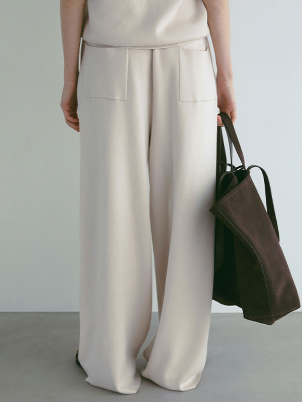 コットンシルクスムースニットパンツ(S IVORY): ボトムス