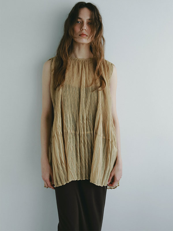 ランダムプリーツシアープルオーバー