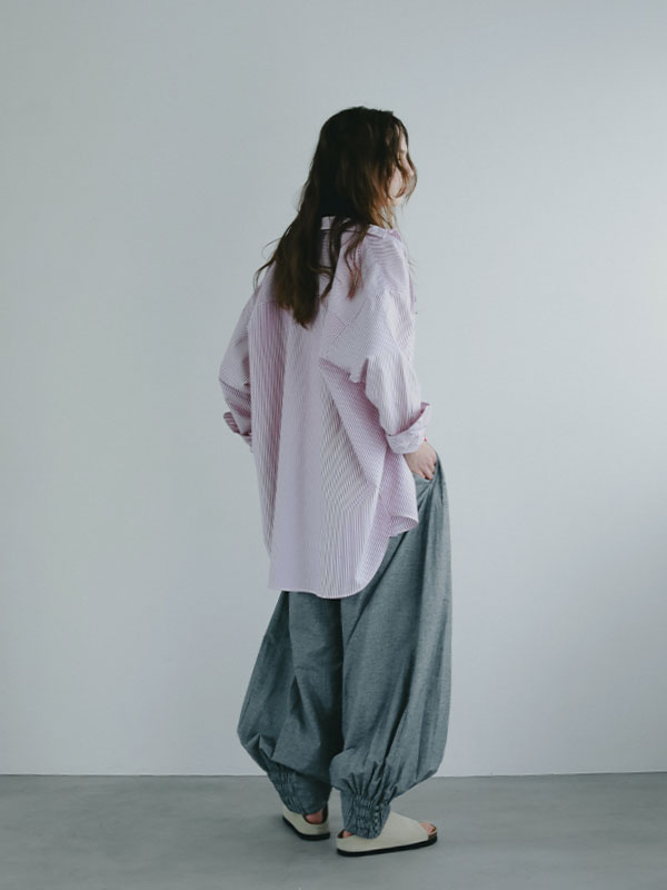 コットンシルクカーヴィーパンツ