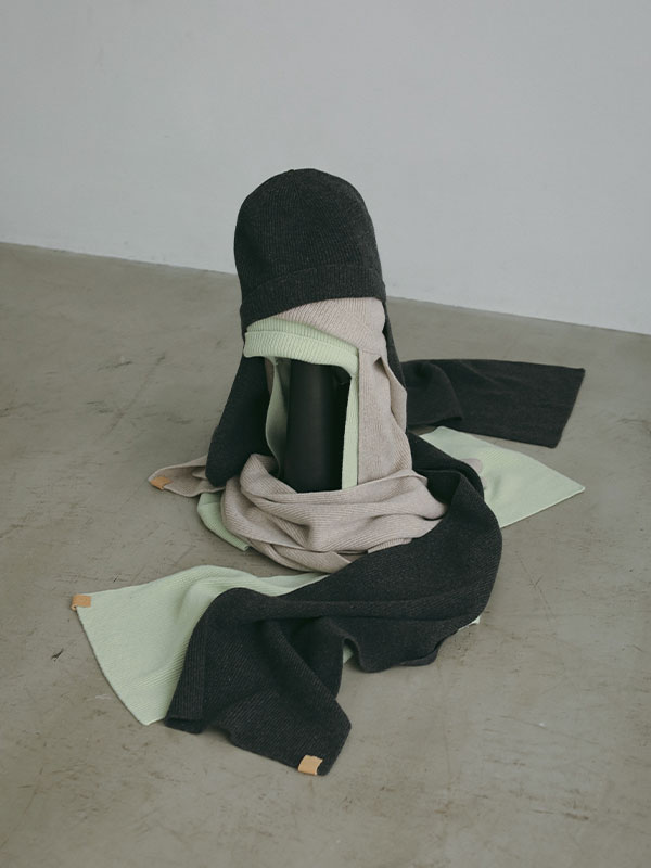 ホールガーメントストールニットキャップ