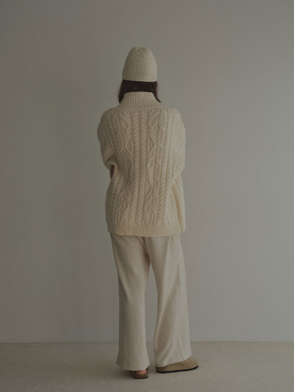 ダブルジップケーブルニットカーディガン