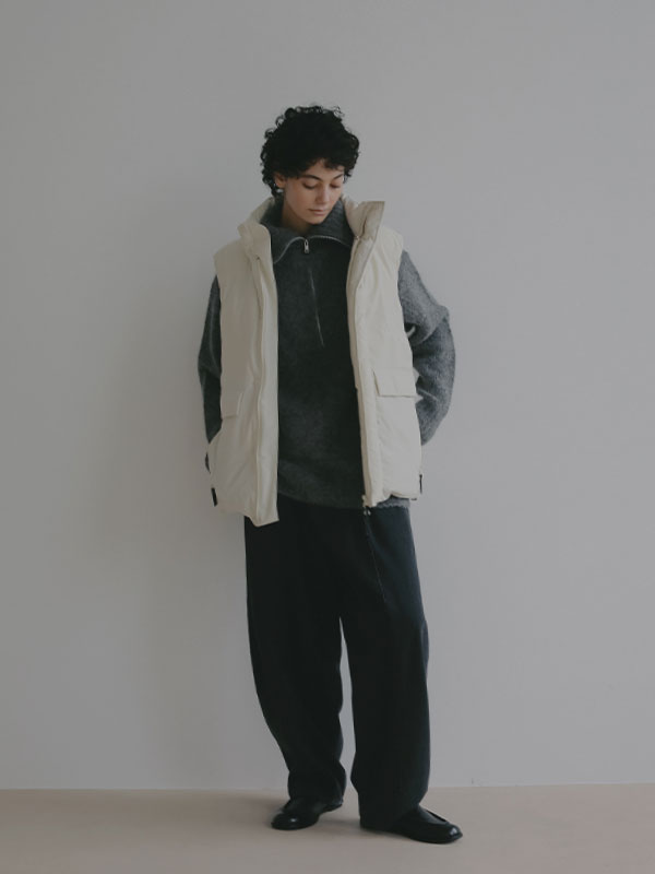 ハーフジップアルパカニットプルオーバー