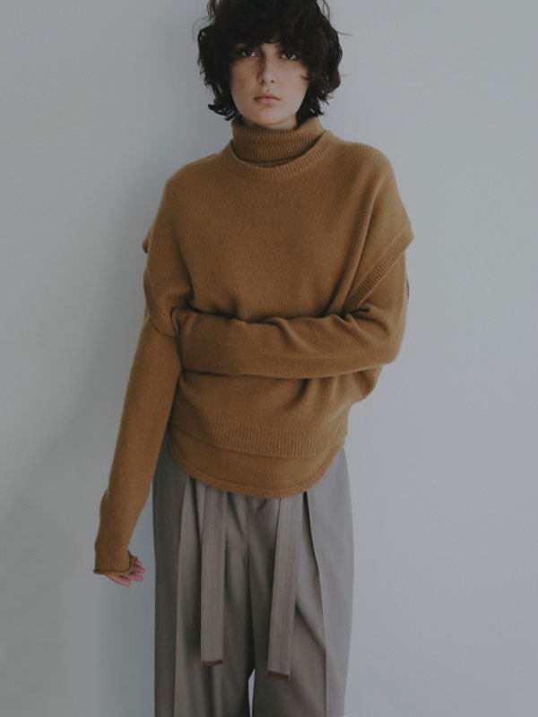 ウールカシミヤスリーブレスニットプルオーバー