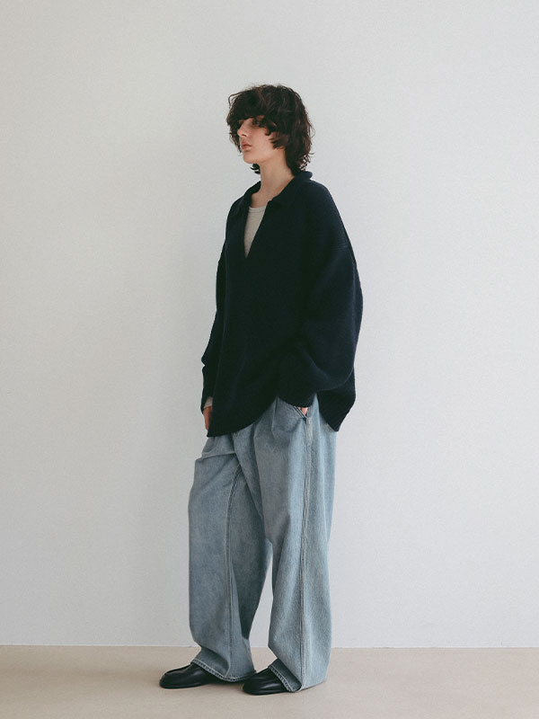 オーバーサイズスキッパーニットプルオーバー