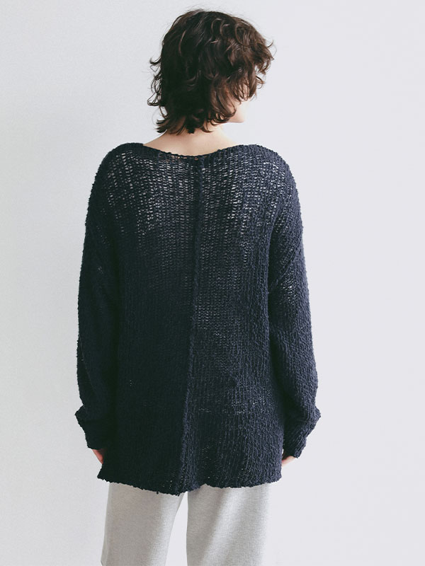 スラブヤーンローゲージニットプルオーバー