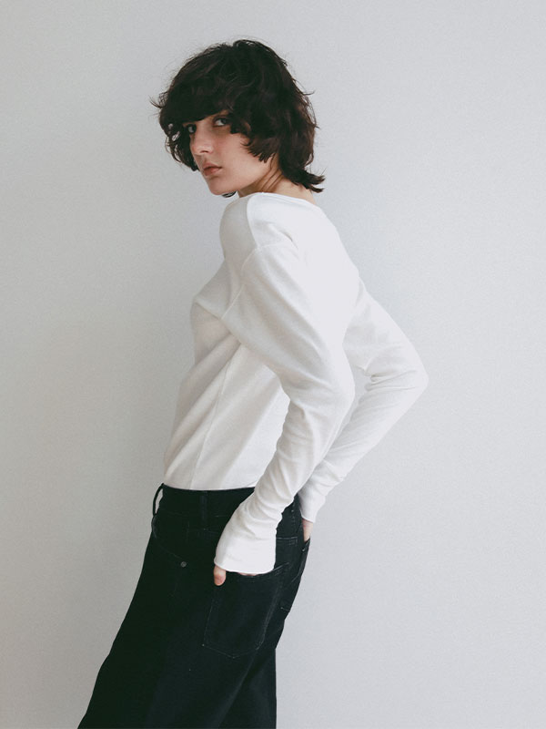 オーガニックコットンUネックロンTee