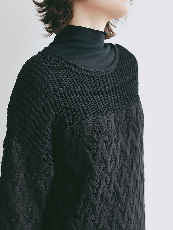 コードヤーンケーブルニットワンピース