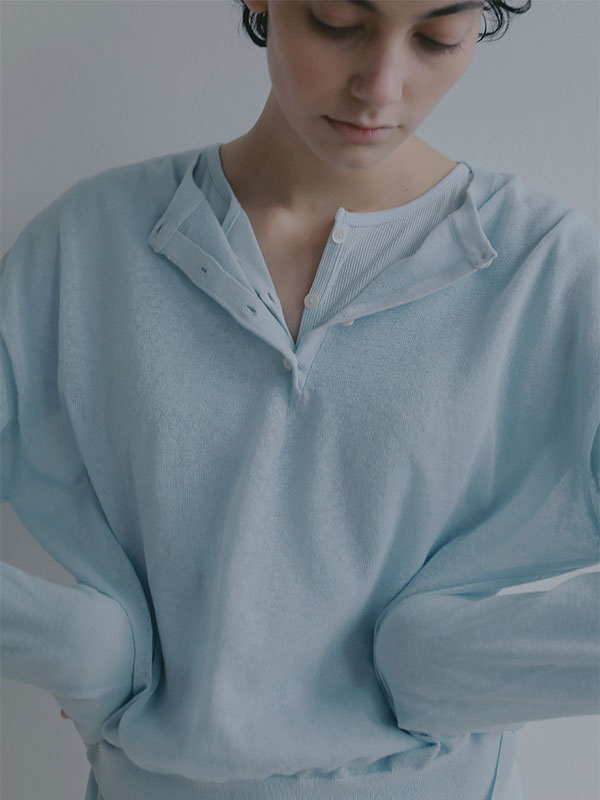 ヘンリーネックシアープルオーバー