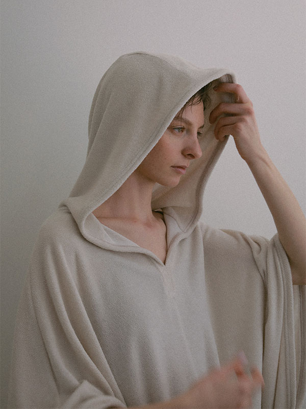 フェードパイルフードポンチョ