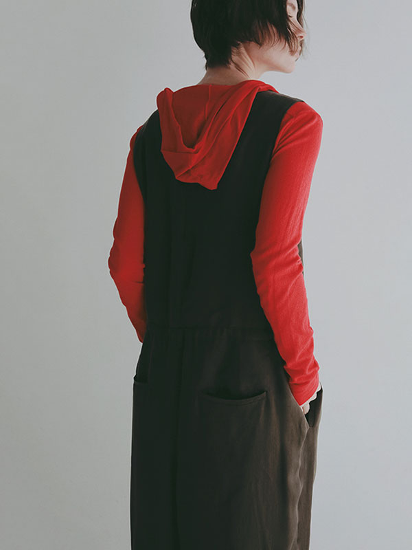 クルーネックキュプラタンクオールインワン