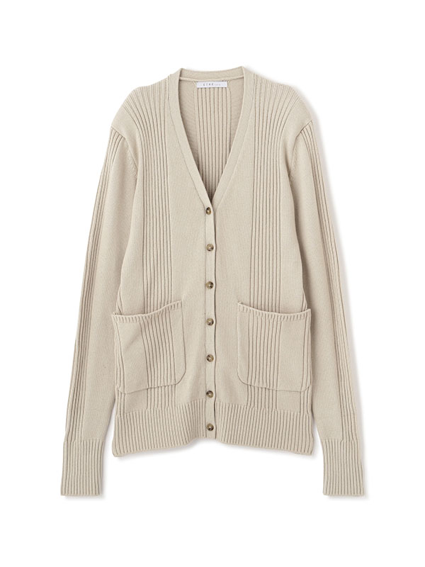 ランダムリブVネックニットカーディガン