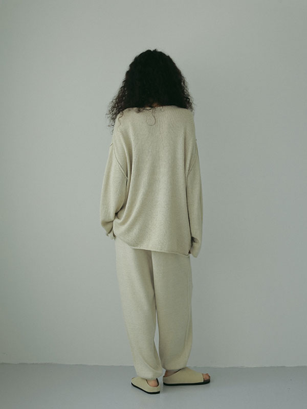 ロールエンドリネンニットプルオーバー(F OFF WHITE): トップス