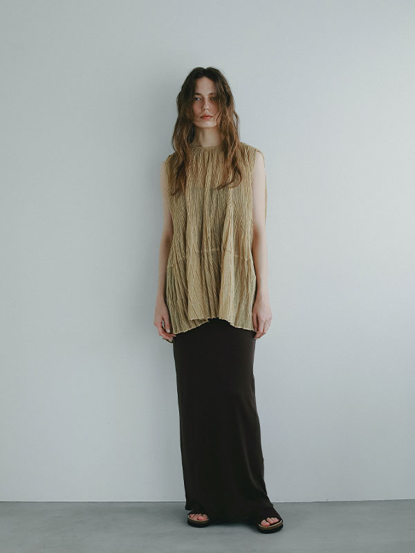 ランダムプリーツシアープルオーバー