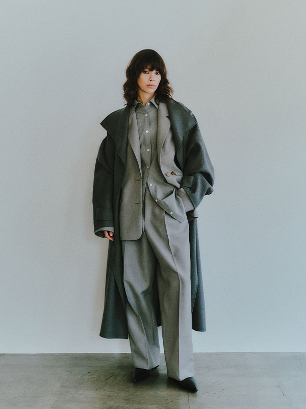SANTEウーステッドクロークリバーコート