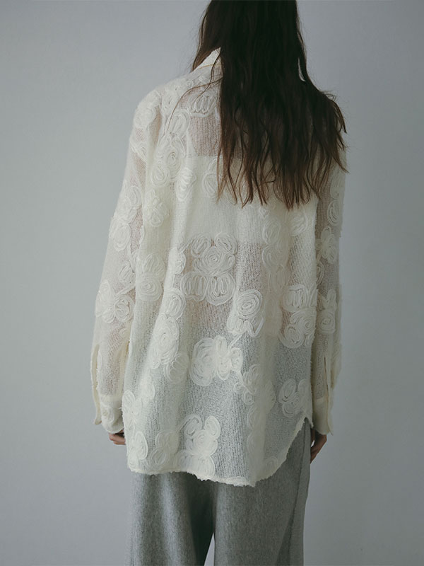 コードエンブロイダリーブラッシュドチュールシャツ