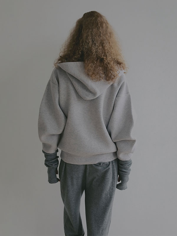 ダブルフェイスオーバーサイズニットパーカー