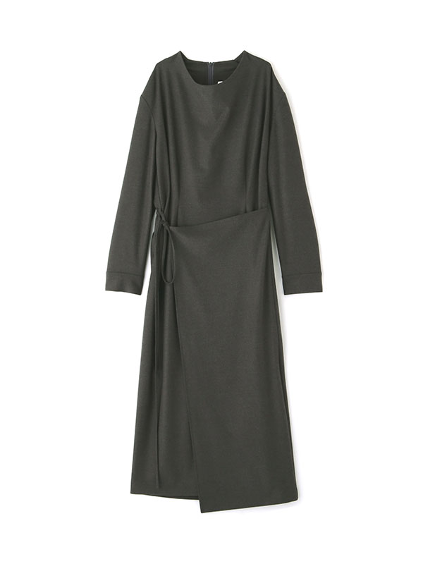 ウーステッドドレープネックワンピース