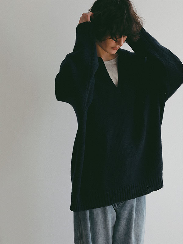 オーバーサイズスキッパーニットプルオーバー