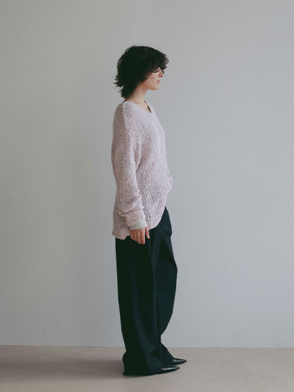 スラブヤーンローゲージニットプルオーバー