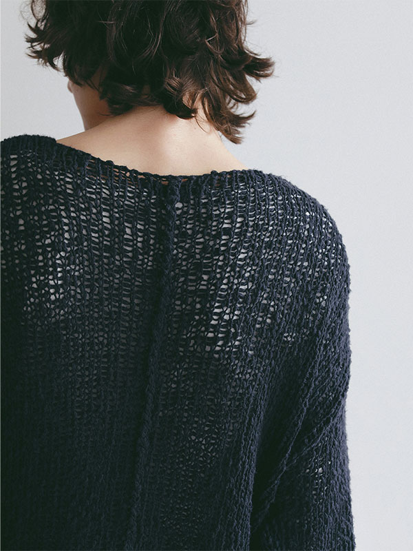 スラブヤーンローゲージニットプルオーバー