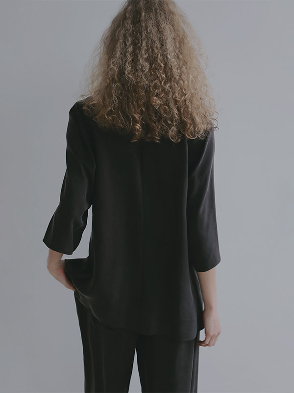 オープンネックキュプラシャツ