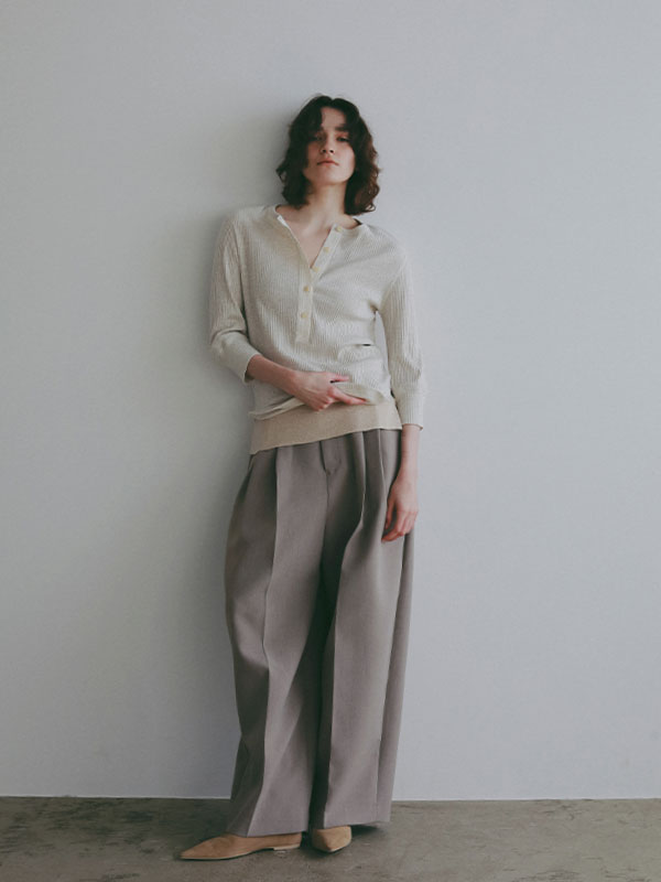 3/4スリーブヘンリーネックプルオーバー