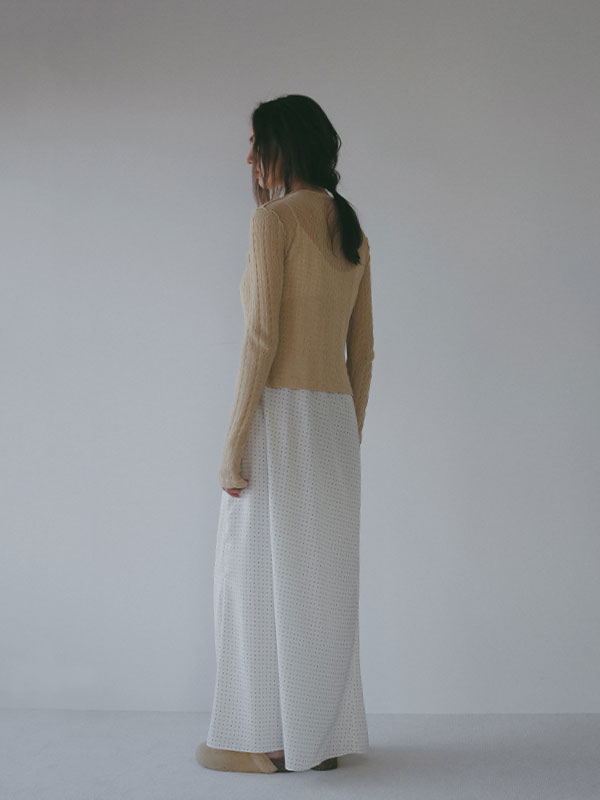 パターンスティッチシアーニットカーディガン