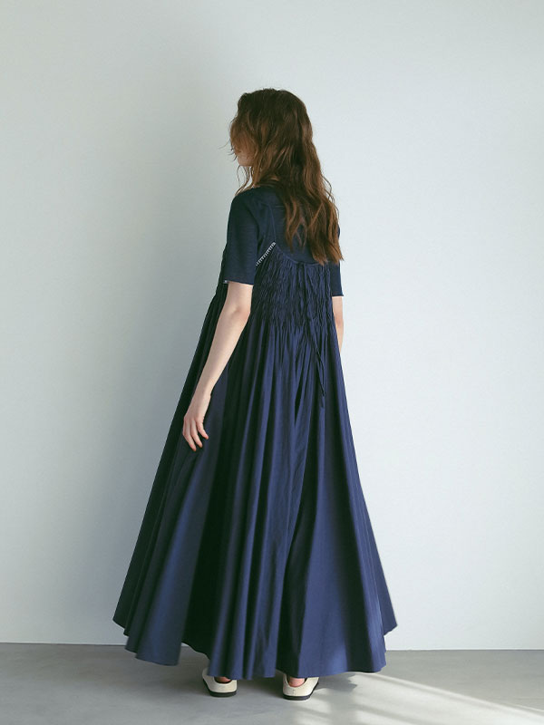 バイカラーダブルニットハーフスリーブプルオーバー(F NAVY