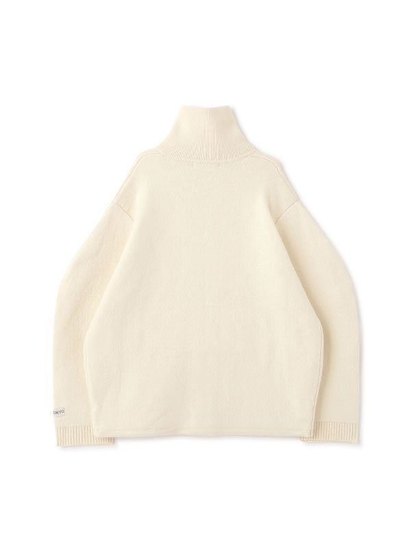 ダブルフェイスフロントファスナーニットプルオーバー