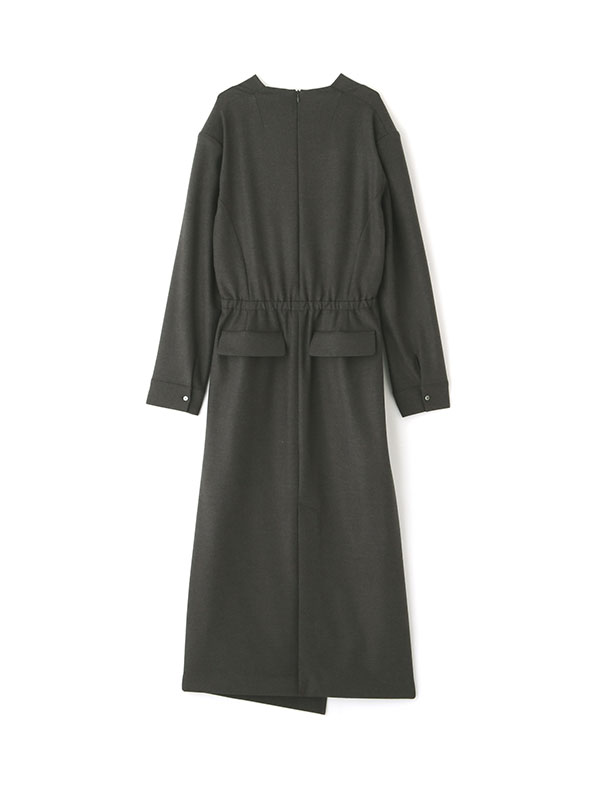 ウーステッドドレープネックワンピース