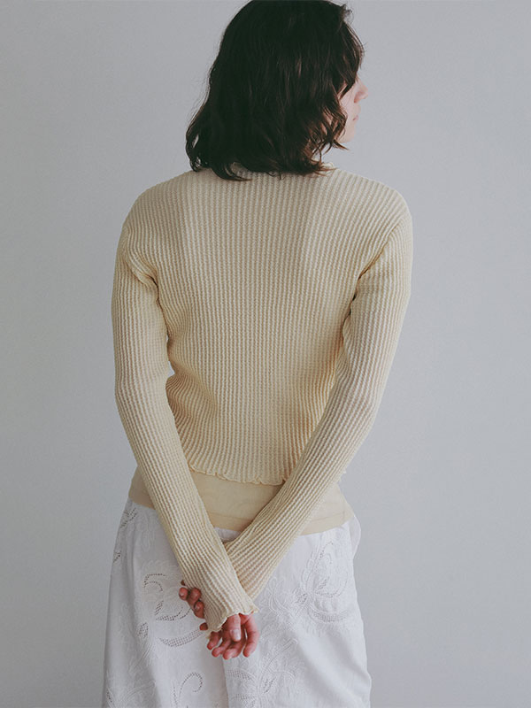 Vネックメローシアーカーディガン