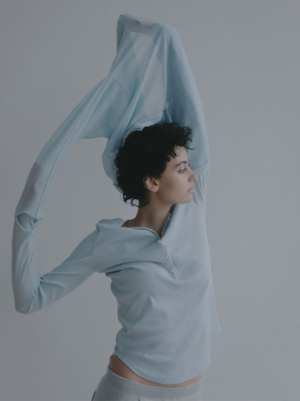 ヘンリーネックシアーニットプルオーバー