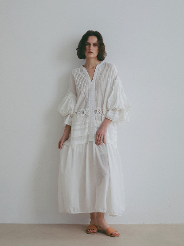 ハンドステッチタンドレザーフラットサンダル