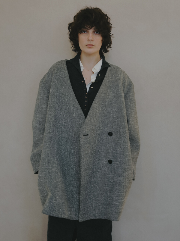 ノーカラーキルティングライナーボクシージャケット