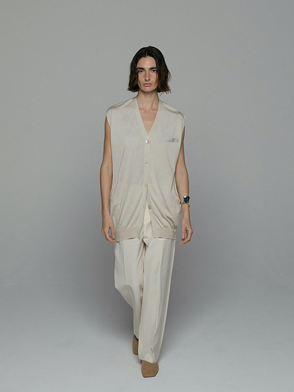 SANTEシルクVネックニットベスト