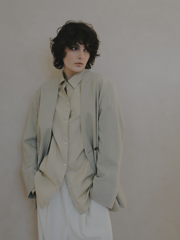 サイロスパンノーカラーダブルブレストジャケット(S BEIGE): アウター