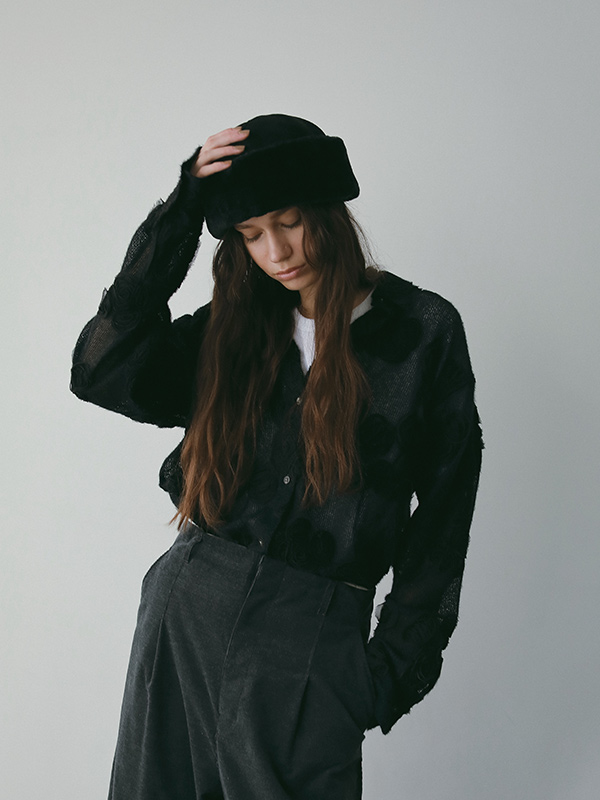 コードエンブロイダリーブラッシュドチュールシャツ