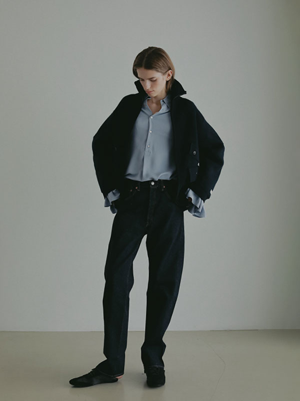 ダブルフェイスフロントファスナーニットプルオーバー