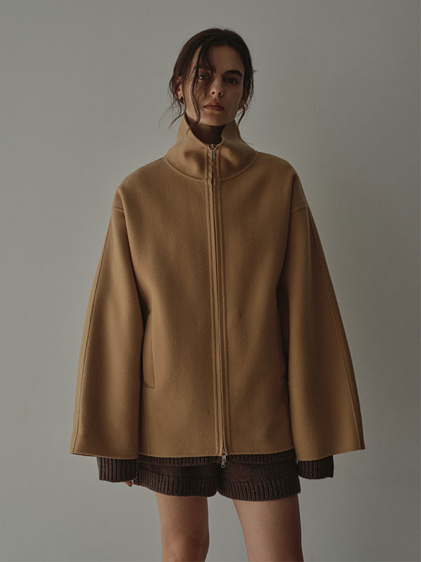 メルトンスタンドネックリバーブルゾン