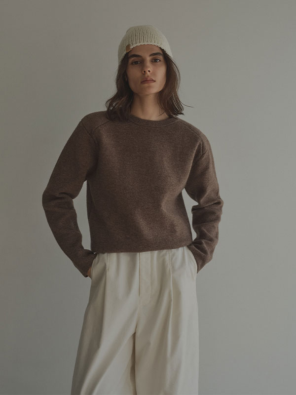 ショルダーパットダブルフェイスニットプルオーバー