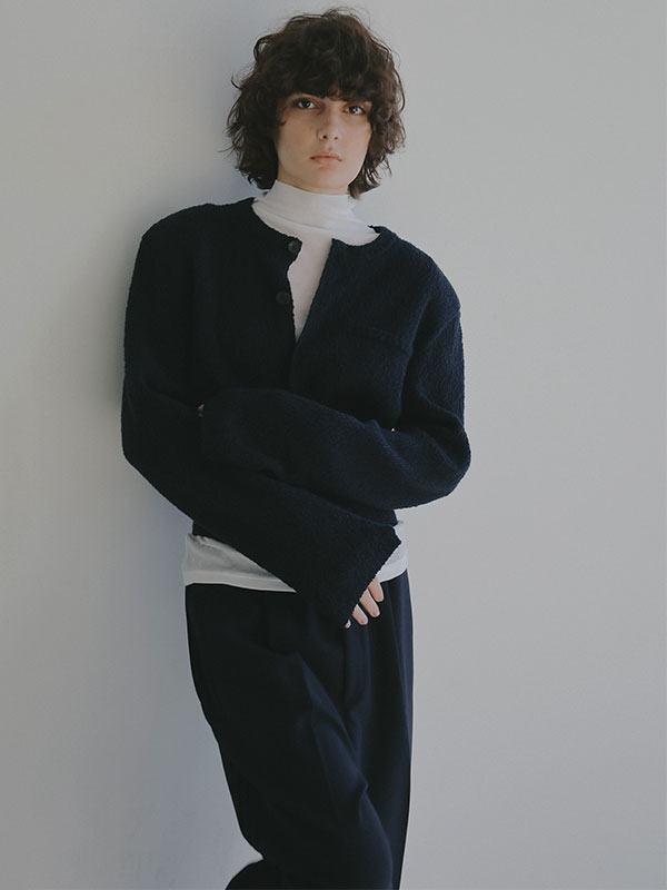 ファンシーヤーンクルーネックニットカーディガン