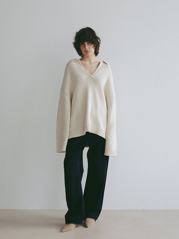 オーバーサイズスキッパーニットプルオーバー