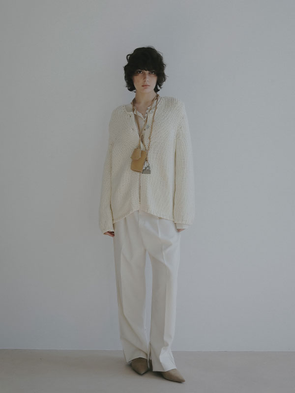ETRETOKYO リラクシーベロアパンツ サイドピンタックラインリラクシーパンツ(S OFF WHITE): ボトムス