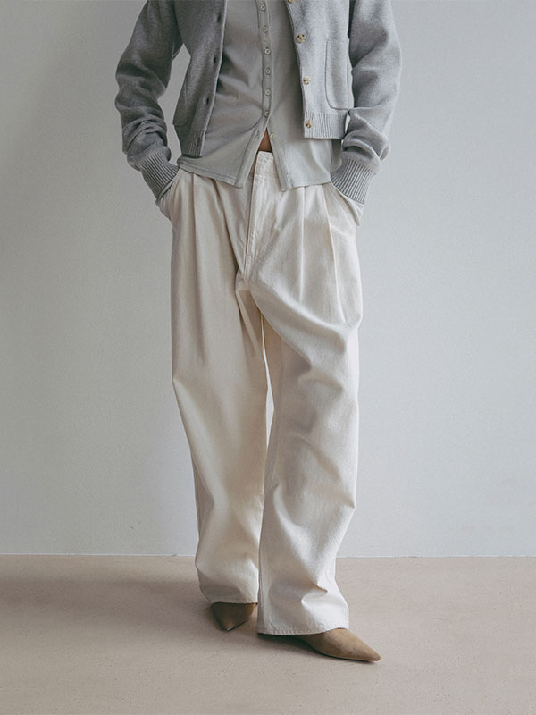 デニムタックワイドパンツ