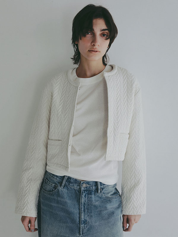 キルトショートカーディガン